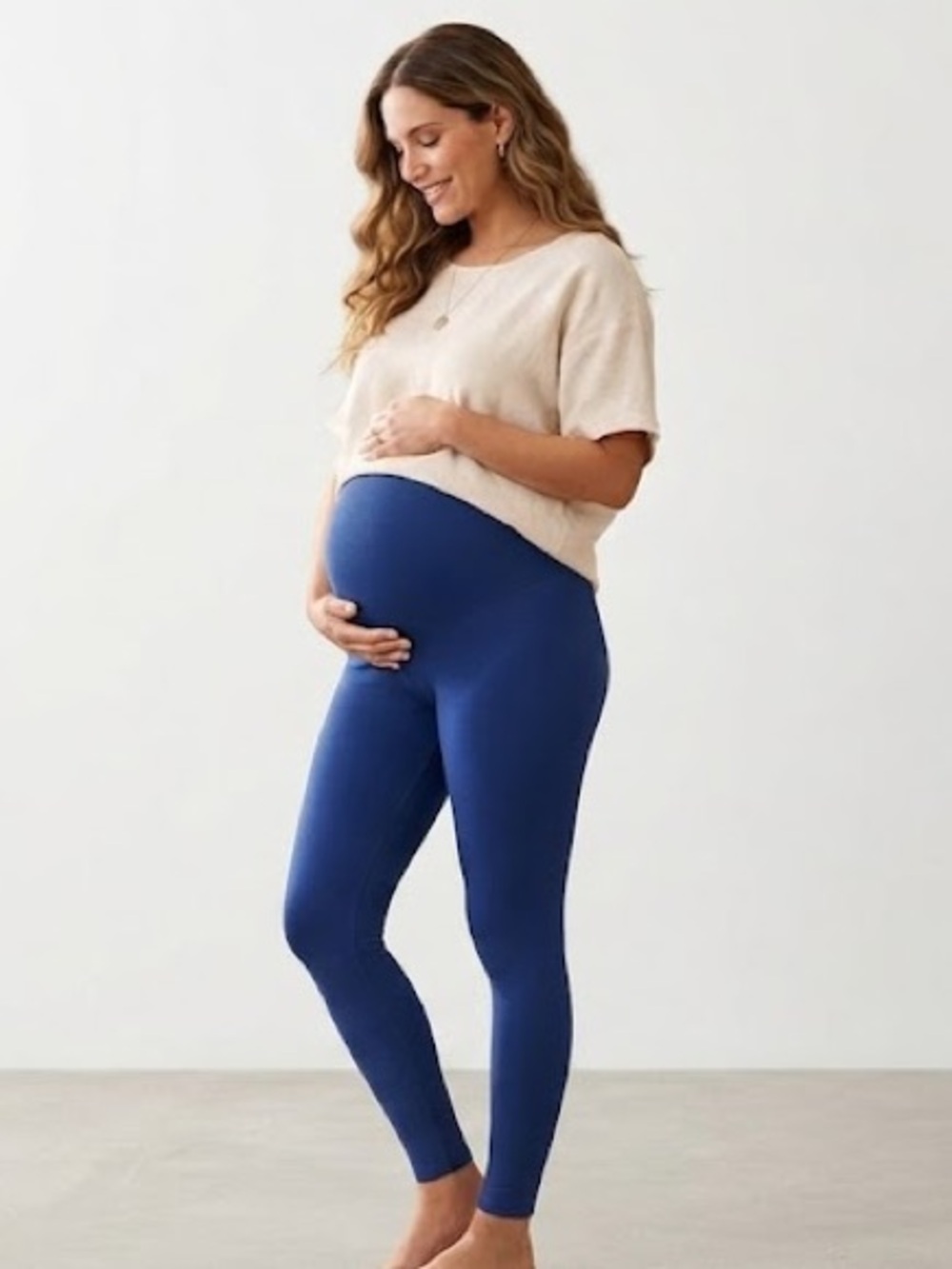NWT Isabel Maternity Active Leggings XXL Blue Over Belly Pregnancy